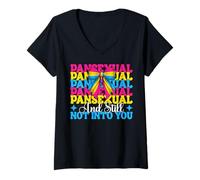 Womens Pansexual And Still Not Into You Funny Pan Pride Flag LGBTQ V-Neck T-Shirt