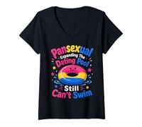 Women's Pansexual Flag Expanding The Dating Pool V-Neck T-Shirt