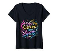 Women's Pansexual Flag No Gender Just Spark V-Neck T-Shirt
