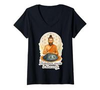Womens Pantam - Yogi Playing a handpan Plus a Message 1 - Fan Fun V-Neck T-Shirt