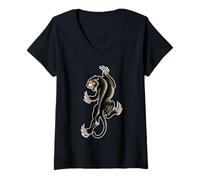 Women's Panther Tattoo Flash V-Neck T-Shirt
