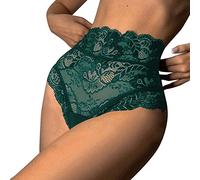 Womens Panties Women Sexy Floral Lace Mesh Panties High Waist Briefs Underwear Hollow Out Transparent Plus Size Underwear Underwear Shorts for Women (Green, S)