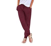 Womens Pants Drawstring Back Elastic Waist Pants Casual Trousers with Pockets Long Pants
