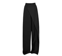 Women's Pants High Waisted Straight Pant Irregular Patchwork Wide-Leg Loose Fit Casual Pants Petite/Regular/Tall Summer Beach Lounge Trousers, Black, M