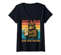 Womens Papa Bear Just a Dad who always came back with the milk V-Neck T-Shirt