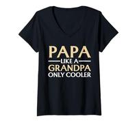 Womens Papa Like A Grandpa Only Cooler Funny Grandpa Dad Definition V-Neck T-Shirt