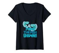 Womens Papa The Fish Whisperer - Funny Fishing Father V-Neck T-Shirt