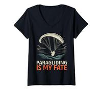 Womens Paraglide Paragliding is My Fate Funny Paraglider V-Neck T-Shirt