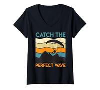 Womens Paraglider Catch The Perfect Wave Funny Paraglide V-Neck T-Shirt