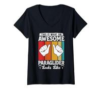 Womens Paraglider This is What A Paraglider Looks Like Paragliding V-Neck T-Shirt