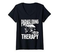Womens Paragliding is My Therapy V-Neck T-Shirt