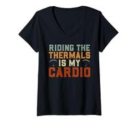 Womens Paragliding Riding The Thermals is My Cardio Paraglide V-Neck T-Shirt