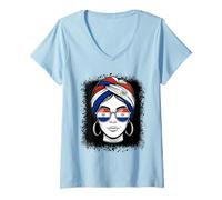 Women's Paraguayan Flag Woman Turban Sunglasses Pride V-Neck T-Shirt