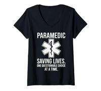 Women's Paramedic Saving Lives One Questionable Choice At A Time V-Neck T-Shirt