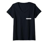 Women's Paramedic Uniform On Duty EMT EMS Front and Back V-Neck T-Shirt