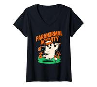 Women's Paranormal Activity Ghost Golf Halloween V-Neck T-Shirt
