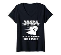 Womens Paranormal Investigator Wenn du mich rennen siehst, lauf schneller V-Neck T-Shirt