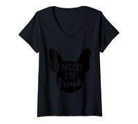 Womens Pardon My French - Frenchie Bulldog, Men & Women Dog Owners V-Neck T-Shirt