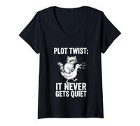Women's Parent Plot Twist It Never Gets Quiet Mother Father V-Neck T-Shirt