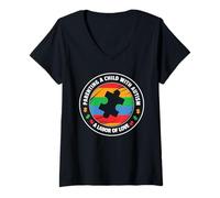 Womens Parenting A Child with Autism Parents Autism Awareness V-Neck T-Shirt
