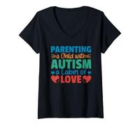 Womens Parenting A Child with Autism Parents Autism Awareness V-Neck T-Shirt