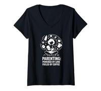 Womens Parenting Love Coffee Mom V-Neck T-Shirt