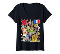 Womens Paris France Aesthetic, Cute French Travel Souvenir Tee V-Neck T-Shirt