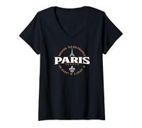 Womens Paris France Île-de-France Coordinates Label 2C V-Neck T-Shirt