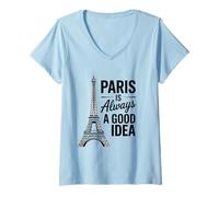 Womens Paris is Always a Good Idea Eiffel Tower V-Neck T-Shirt