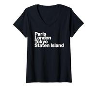 Womens Paris London Tokyo Staten Island T-Shirt V-Neck T-Shirt
