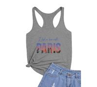 Women's Paris Tank Tops 3D Printed T-Shirt Vest Round Neck Sleeveless Loose Fit Summer Sport Pullover Tunic Top Blouse Shirts Vest