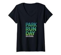 Womens Park Run Day Formerly Known As Saturday Funny Running Runner V-Neck T-Shirt
