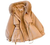 Women's Parka Coat Winter Warm Parka Jacket Parka Coat Winter Coat with Hood (Khaki, 2XL)