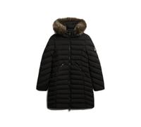 Superdry Fuji Faux Fur Hooded Jacket Pure Black Women - XL