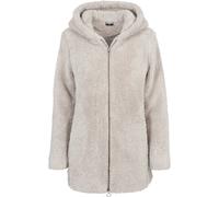 URBAN CLASSICS Women's Sherpa Cardigan Jacket, Long-Sleeve Fluffy Faux Fur Sherpa Coat, Casual Fluffy Coat for Women, Sherpa Hoodie Cardigan, Colours Available: Black & Sand, Sizes: XS-XL