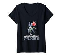 Women's Parkinson Disease Awareness Month Tulip Parkinson Support V-Neck T-Shirt