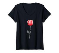 Womens Parkinson Disease Awareness Tulip - April National Month V-Neck T-Shirt
