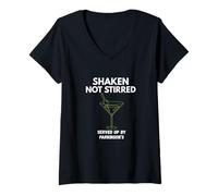 Women's Parkinson’s Shaken Not Stirred Martini Shaker Server Funny V-Neck T-Shirt