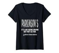 Women's Parkinson's It's Like Being Drunk but not as Fun V-Neck T-Shirt