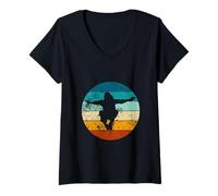 Womens Parkour Jump - Dynamic Urban Design V-Neck T-Shirt