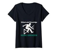 Womens Parkour Jump - Dynamic Urban Design V-Neck T-Shirt