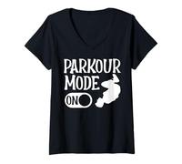 Women's Parkour Mode On Funny Traceuse Athlete Jump Training Design V-Neck T-Shirt