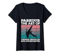 Womens Parkour The Art of Turning Obstacle into Opportunities Urban V-Neck T-Shirt