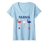 Womens Parma Ohio Flamingo Red-White-Blue Patriotic Clothing V-Neck T-Shirt