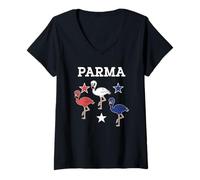 Womens Parma Ohio Flamingo Red-White-Blue Patriotic Clothing V-Neck T-Shirt