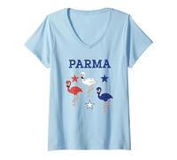 Womens Parma Ohio Flamingo Red-White-Blue Patriotic Clothing V-Neck T-Shirt