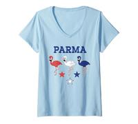 Womens Parma Ohio Flamingo Red-White-Blue Patriotic Clothing V-Neck T-Shirt
