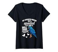 Womens Parrot Lover Bird Owner Birdkeeping Spoiled Hyacinth Macaw V-Neck T-Shirt