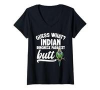 Women's Parrot Lover Birdkeeper Guess Indian Ringneck Parakeet V-Neck T-Shirt