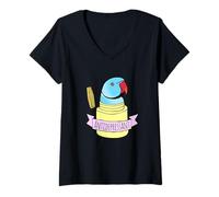 Womens Parrot Lovers Pet Bird Antidepressant Blue Indian Ringneck V-Neck T-Shirt